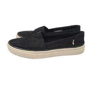 TOMS Sneaker Parker Platform Black Slip On Shoes Size 7.5 Womens 10015471